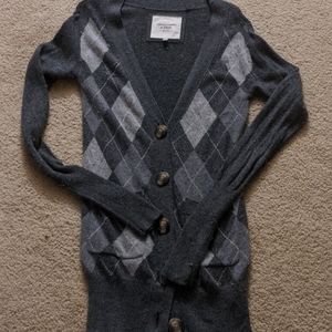 Abercrombie Oversized Argyle Cardigan Sweater